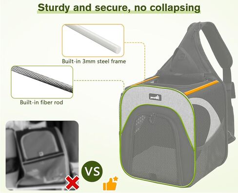 حامل حبال للكلاب الصغيرة من بيكوت مع شبكة مسامية تصل إلى 3.5 كجم/7.7 رطل، حقيبة ظهر محمولة لحمل الحيوانات الأليفة للقطط والكلاب الصغيرة، رائعة للتشيهواهوا والمالطية ويوركشاير ترير، كلب صغير طويل الشعر in Kuwait