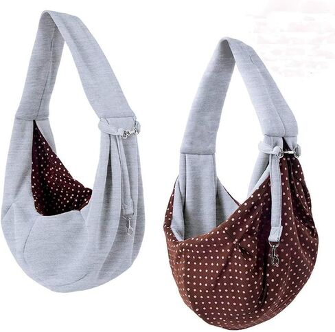 Dog Cat Sling Carrier-Reversible Puppy Carrier for Small Dogs Hands Free Pet Papoose Bag Soft Breathable Cotton Pouch and Tote Outdoor Travel Bag with a Colorful Rope Ball in Saudi Arabia