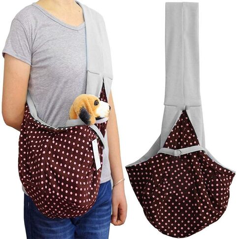 Dog Cat Sling Carrier-Reversible Puppy Carrier for Small Dogs Hands Free Pet Papoose Bag Soft Breathable Cotton Pouch and Tote Outdoor Travel Bag with a Colorful Rope Ball in Saudi Arabia