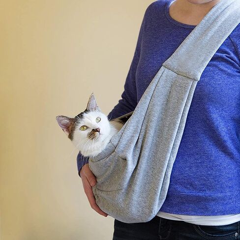 Dog Cat Sling Carrier-Reversible Puppy Carrier for Small Dogs Hands Free Pet Papoose Bag Soft Breathable Cotton Pouch and Tote Outdoor Travel Bag with a Colorful Rope Ball in Saudi Arabia