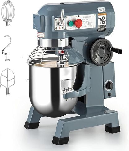 Commercial Food Mixer 10Qt, 450W Electric Food Mixer 3 Speeds Adjustable, Stainless Steel Bowl Heavy Duty Food Mixer with Safety Guard, Dough Hook Whisk Beater Included, Perfect for Bakery Pizzeria in Kuwait