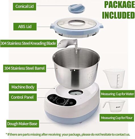 5L Dough Maker, Electric Dough Mixer Machine, Stainless Steel Dough Maker with Ferment Function, Microcomputer Timing, Face-up Touch Panel, 230W Blue in Saudi Arabia
