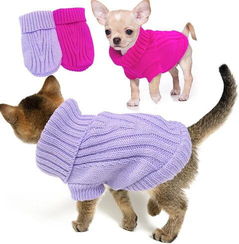 2 Pack Dog Sweater for Small Dogs, XXS Dog Sweater Fall Dog Clothes Winter Knitwear Warm Puppy Sweaters Cute Chihuahua Yorkie Puppy Clothes Xxs in Saudi Arabia