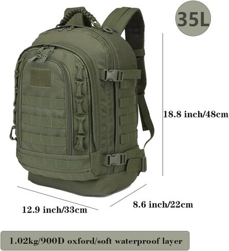 35L Military Tactical Backpack Army 3 Day Assault Pack Bag with Molle System (Black) in Saudi Arabia