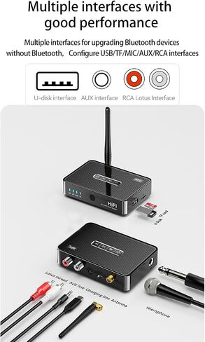 Bluetooth Audio Adapter Bluetooth 5.1 Audio Receiver HiFi for Music Streaming Sound System Wireless Audio Adapter Stereo AUX RCA Works with Smart Phones and Tablets, Wireless Adapter for Speakers in Kuwait