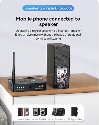 Bluetooth Audio Adapter Bluetooth 5.1 Audio Receiver HiFi for Music Streaming Sound System Wireless Audio Adapter Stereo AUX RCA Works with Smart Phones and Tablets, Wireless Adapter for Speakers in Kuwait