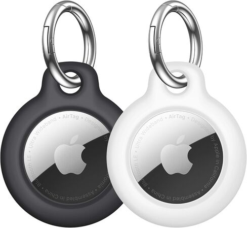 حامل علامات هوائية مكون من عبوتين لعلامات Apple Air مع سلسلة مفاتيح، غطاء GPS مضاد للخدش ومقاوم للصدمات، حافظة مكتشف عناصر الهواء للحيوانات الأليفة والأطفال والأمتعة (أسود + أزرق داكن) in Saudi Arabia