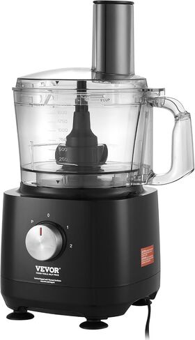 VEVOR Food Processor, 9 Cup Small Vegetable Chopper, 600 Watts 2 Speed Electric Meat Processors, 10Pcs Blade & Disc, Built-in Storage Drawer, Large Feed Chute & Pusher, Slice, Shred, Puree, dough in Saudi Arabia