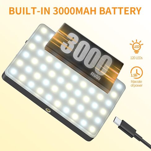 120 مصباح سيلفي LED، املأ الضوء بمشبك قابل لإعادة الشحن بقدرة 3000 مللي أمبير في الساعة، 4 أوضاع إضاءة للهاتف، ضوء iPhone لتسجيل الفيديو، Tiktok، وظائف المكياج، اجتماع تكبير in Saudi Arabia