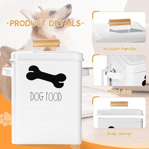 حاوية طعام الكلاب، حاوية تخزين طعام الكلاب مع أغطية معدنية، تخزين مكافآت الكلاب مع مغرفة طعام جاف، حاوية تخزين طعام الكلاب محكمة الغلق لطاولة المطبخ، حاوية طعام الحيوانات الأليفة المعدنية in Kuwait