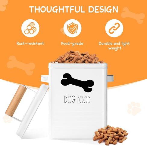 حاوية طعام الكلاب، حاوية تخزين طعام الكلاب مع أغطية معدنية، تخزين مكافآت الكلاب مع مغرفة طعام جاف، حاوية تخزين طعام الكلاب محكمة الغلق لطاولة المطبخ، حاوية طعام الحيوانات الأليفة المعدنية in Kuwait