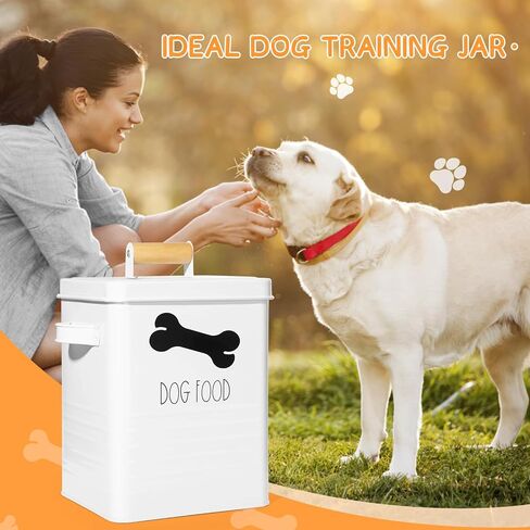 حاوية طعام الكلاب، حاوية تخزين طعام الكلاب مع أغطية معدنية، تخزين مكافآت الكلاب مع مغرفة طعام جاف، حاوية تخزين طعام الكلاب محكمة الغلق لطاولة المطبخ، حاوية طعام الحيوانات الأليفة المعدنية in Kuwait
