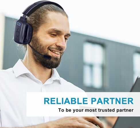 Bluetooth Headset, Wireless Trucker Headset with Noise Canceling Microphone Truck Driver Headphone with Mute Button-Work 60Hrs for Cellphone Office Work in Saudi Arabia