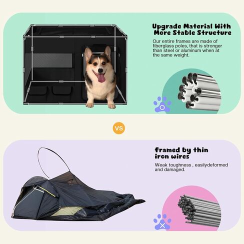 Dog Playen، قلم لعب محمول للكلاب والقطط، قلم لعب للكلاب معدني مع غطاء من القماش، قلم لعب للحيوانات الأليفة للداخل/الخارج، قلم لعب للحيوانات الأليفة قابل للطي للقطط الداخلية، أخضر، كبير in Kuwait
