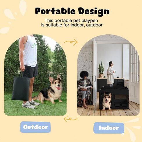 Dog Playen، قلم لعب محمول للكلاب والقطط، قلم لعب للكلاب معدني مع غطاء من القماش، قلم لعب للحيوانات الأليفة للداخل/الخارج، قلم لعب للحيوانات الأليفة قابل للطي للقطط الداخلية، أخضر، كبير in Kuwait