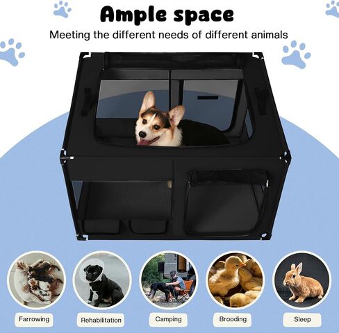 Dog Playen، قلم لعب محمول للكلاب والقطط، قلم لعب للكلاب معدني مع غطاء من القماش، قلم لعب للحيوانات الأليفة للداخل/الخارج، قلم لعب للحيوانات الأليفة قابل للطي للقطط الداخلية، أخضر، كبير in Kuwait