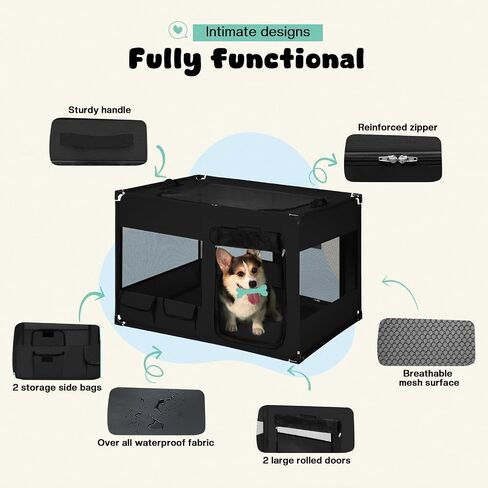 Dog Playen، قلم لعب محمول للكلاب والقطط، قلم لعب للكلاب معدني مع غطاء من القماش، قلم لعب للحيوانات الأليفة للداخل/الخارج، قلم لعب للحيوانات الأليفة قابل للطي للقطط الداخلية، أخضر، كبير in Kuwait