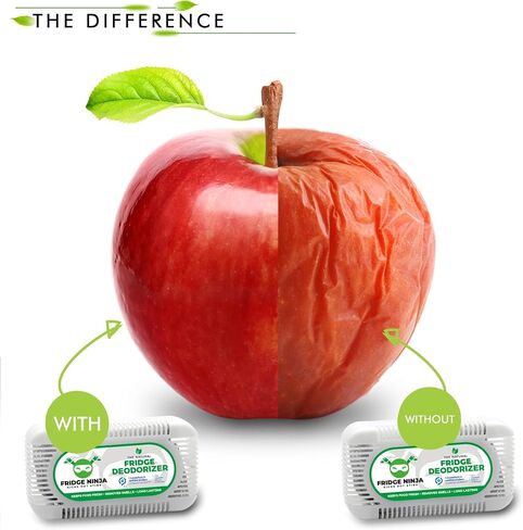Fridge Ninja Fridge Deodorizer (2 Pack) - More Effective Than Baking Soda - Natural and Unscented Activated Charcoal Refrigerator Deodorizer - Fridge Odor Eliminator for Freezers, Coolers, and Lunch Boxes in Kuwait