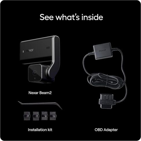 Nexar beam2 Dash Cam - 1 Year Nexar Connect Subscription Included - 2K QHD LTE Connected Unlimited Cloud Storage Live Streaming Parking Mode Night Vision - Front & Cabin Cam (128GB Internal Storage) in Saudi Arabia