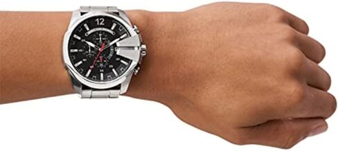 Diesel Men's 'Mega Chief' Quartz Stainless Steel Watch, Color:Silver-Toned (Model: DZ4417) in Saudi Arabia