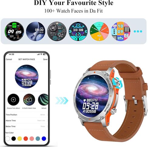 ساعة Popglory الذكية للنساء والرجال للرد/إجراء المكالمات، ساعة AMOLED لتتبع اللياقة البدنية مقاس 1.43 بوصة مع أكثر من 110 أوضاع رياضية، معدل ضربات القلب/SpO2/ضغط الدم/مراقبة النوم، ساعة ذكية مستديرة لنظام iOS Android in Kuwait