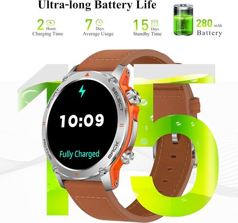 Popglory Smart Watch, 1.43''AMOLED 45mm Military Smartwatch Men Women Answer/Make Call, Digital Fitness Watch, 110+ Sports, Blood Pressure, Heart Rate, Stress Monitor Sports Watch for Android or iOS in Kuwait