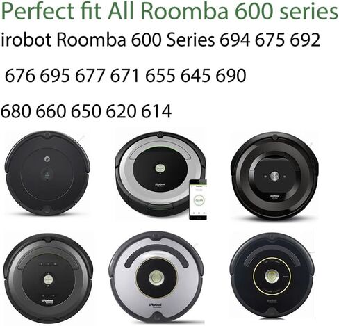 ملحقات قطع غيار JoyBros متوافقة مع iRobot Roomba All 600 Series: 670 671 675 677 690 692 694 650 665 إطارات عجلة تصفية فرشاة الأسطوانة الرئيسية الجانبية in Kuwait