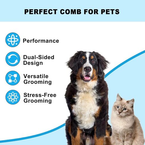 Pet Grooming Brush, Double Sided Undercoat Rake for Dogs & Cats, Professional Deshedding Brush and Dematting Tool, Safe and Effective Removing Knots, Mats, Tangles,and Flying Hair in Saudi Arabia