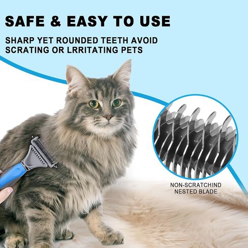 Pet Grooming Brush, Double Sided Undercoat Rake for Dogs & Cats, Professional Deshedding Brush and Dematting Tool, Safe and Effective Removing Knots, Mats, Tangles,and Flying Hair in Saudi Arabia