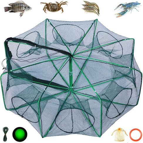 The Magic Foldable Fishing Trap, Folding Fishing Net，2024 Upgrade Auto-Foldable Strengthened Fishing Trap Net, Minnow Traps for Bait Fish，Fish Traps，Crawfish Trap，Minnow Trap in Saudi Arabia