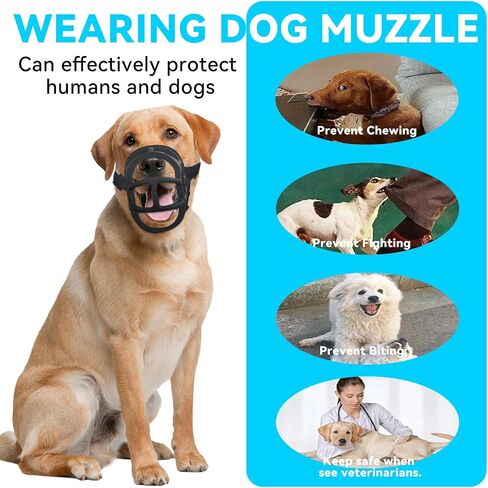 Basket Muzzle Allows Panting Drinking, Anti Biting Chewing, Sturdy Lightweight, Suitable for Grooming Trimming Training, for Small Medium Large Dogs (Black, Size1) in Saudi Arabia