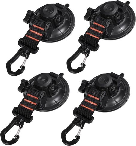 REDCAMP 4Pcs Heavy Duty Suction Cup Anchor for Glass Window Suction Hooks Strong Vacuum Suction Cups with Securing Hook Tie Down, Camping Tarp Accessory as Car Side Awning in Kuwait
