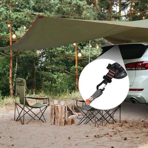 REDCAMP 4Pcs Heavy Duty Suction Cup Anchor for Glass Window Suction Hooks Strong Vacuum Suction Cups with Securing Hook Tie Down, Camping Tarp Accessory as Car Side Awning in Kuwait