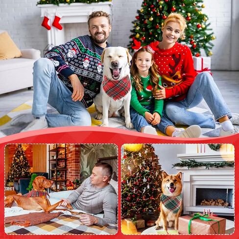Vivifying Dog Christmas Bandana with Tassels Edges, 2 Pack Classic Plaid Triangle Pet Apparel & Accessories, Funny Holiday Dog Scarf Costume for Photo Prop, and Party Decor (X-Large, Red&Green) in Saudi Arabia