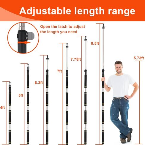 Tent Poles Replacement Heavy Duty, Telescoping Tent Poles for tarp with Steel Rod Adjustable Tarp Poles for Tarp Suitable for Canopy Awning Car Camping Convenient Carrying 1-Piece Set. in Saudi Arabia