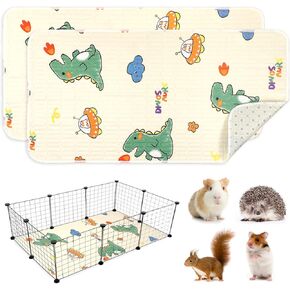 UPINS 2-Piece Guinea Pig Pee Pads, 47 X24 Inches Guinea Pig Cage Liner Reusable Guinea Pig Mat for Small Animals Hamster Rabbit Squirrel