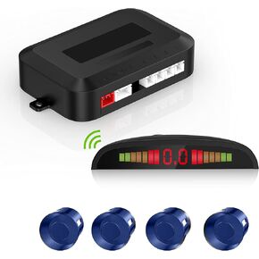 EKYLIN Cordless Parking Sensor, Reverse Radar System with 4 Car Backup Sensors, LED Distance Display with Sound Warning + 4 Black Parking Sensors for Cars, Vans, RVs, and Trailers
