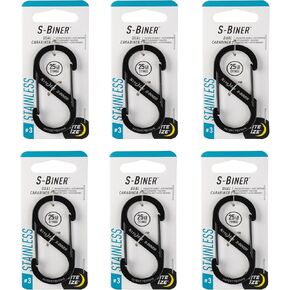 Nite Ize S-Biner Stainless Steel Dual Carabiner - Size 3 - Black - 6 Count (6 Pack)