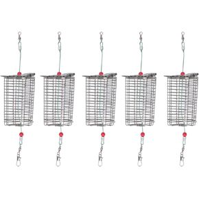 plplaaoo 5pcs Carp Fishing Bait Trap Cage Feeder Basket, Fishing Bait Cage,Bait Traps for Fishing,Stainless Steel Carp Fishing Feeder,Fishing Feeder Basket Holder,Carp Fishing Equipment, Crawfish