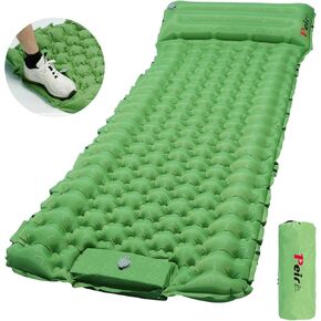 Camping Sleeping Pad, Ultralight Camping Mat with Pillow Built-in Foot Pump Inflatable Sleeping Pads, Compact Sleep Pad for Camping Backpacking Hiking Traveling