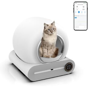 Self Cleaning Cat Litter Box - Smart Robot Automatic, APP Control, 65L+9L Large Capacity, Leak-Proof Design, Infrared Detection, Weight Sensors, Odor Removal, Ideal for Multiple Cats
