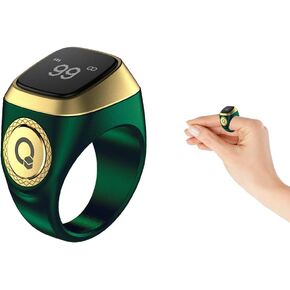 Anlising Smart Ring Counter, Smart Tasbih Zikr Ring, Muslim Islamic Prayer Smart Rings, Tasbih Counter Smart Ring, Tasbeeh Smart Counter, Digital Electronic Smart Tally Counter for Prayer(Green, 20MM)