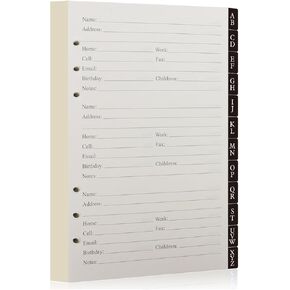 Refillable Address Book with Alphabetical Tabs Large Print Telephone Birthday Email PU Leather Hardcover Durable for Women Men Seniors Home Office, A5, with Pen and Pen Holder