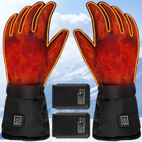 Heated Gloves, Rechargeable Heated Gloves for Men Women | Electric Heated Gloves 3 Heating Level, Waterproof Winter Touchscreen Warming Gloves Outdoor Work | Ski | Hunting | Motorcycle, Black L/XL