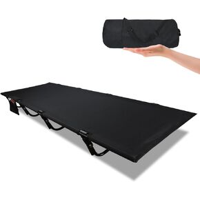 Camping Cot, Ultralight Folding Backpacking Cot, Max Supports 352lbs, Portable Camping cots for Adults, Camping Bed for Camping, Outdoor Travel, Hiking, Home, Mountaineering (Black)