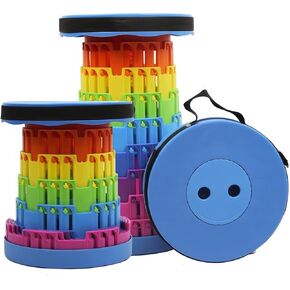 Retractable Seat for Adults New Generation Durability and Thicker,Outdoor Portable Collapsible Stool Folding Stool Rainbow Colour for Camping,Fishing,Line Up,BBQ