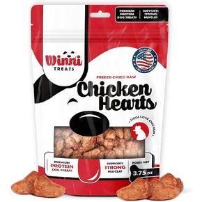 – Limited Ingredient Freeze Dried Chicken Hearts for Dogs - Preservative Free High Protein Dog Treats - Raw Single Ingredient Treats for Pets - 3.75oz Bag