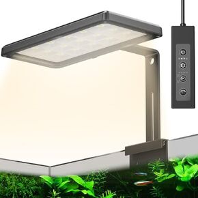 38W 24/7 RGBW Fish Tank Light,clip on aquarium led light, Auto Sunrise-Daylight-Fishlight-Blue light-Moon light-Sunset with Timer Controller for 12"-29" fish planted Tank,full spectrum aquarium light