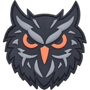 Black Tactical Owl Night Hunter Watcher Morale PVC Patch Compatible with Velcro Patches for Hats, Tactical Patches, Molle Accessories Military Patches, Backpack Patches, Patches for Backpacks