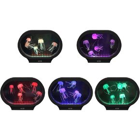 Lightahead Realistic LED Jellyfish Mood Lamp Oval Design with Vibrant Color Changing Light Effects. A Sensory Flourescent Jelly Fish Aquarium Tank
